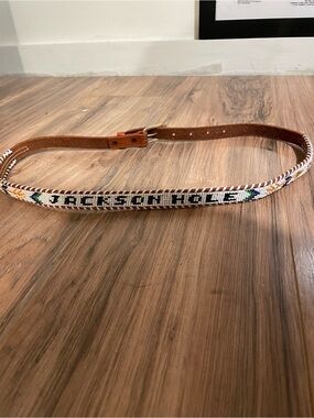 Vintage Brown Leather ‘Jackson Hole’ Beaded Belt